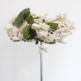 "Velvet Jasmine" Vintage 1950's Cream and Green Velvet Floral Hat