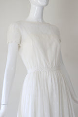 "Embroidered Cotton" Vintage 1960's Embroidered Cotton Voile Dress UK 6-8 US 2-4