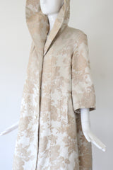 "Champagne Brocade" Vintage 1950's Champagne Brocade Faux Fur Lined Evening Coat UK 10-12 US 6-8