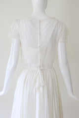 "Embroidered Cotton" Vintage 1960's Embroidered Cotton Voile Dress UK 6-8 US 2-4