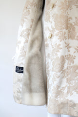 "Champagne Brocade" Vintage 1950's Champagne Brocade Faux Fur Lined Evening Coat UK 10-12 US 6-8