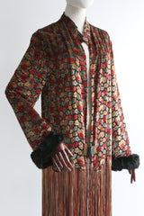 "Fringed Devoré" Vintage 1920's Silk Devoré Fringed Jacket UK 10-12 US 6-8