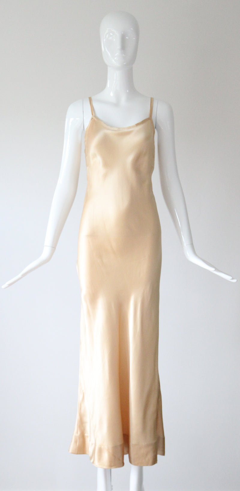 "Champagne Lace & Silk" Vintage 1930's Silk & Lace Evening Gown UK 6-8 US 2-4
