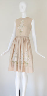 "Wild Flowers" Vintage 1950's Floral Embroidered Day Dress UK 6 US 2
