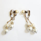 "Pearl Droplets" Vintage 1940's Pearl & Rhinestone Droplet Earrings
