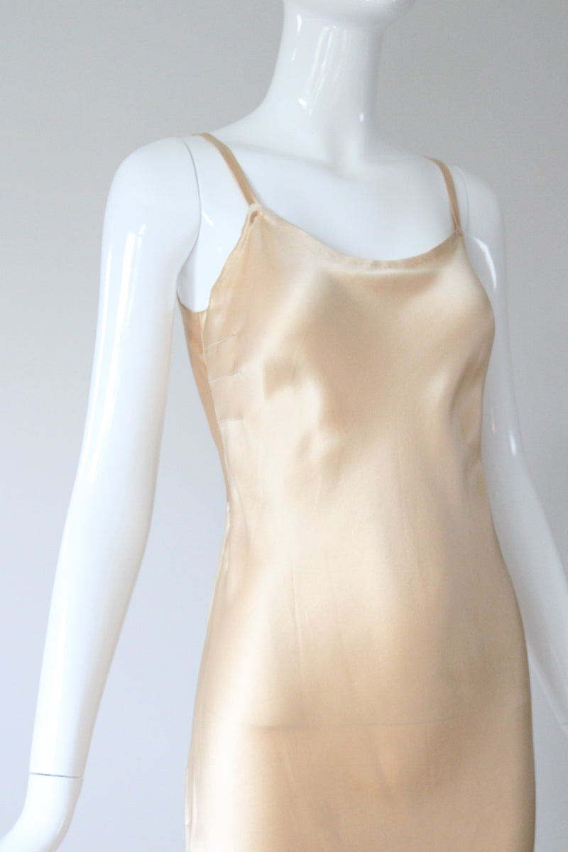 "Champagne Lace & Silk" Vintage 1930's Silk & Lace Evening Gown UK 6-8 US 2-4