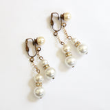"Pearl Droplets" Vintage 1940's Pearl & Rhinestone Droplet Earrings