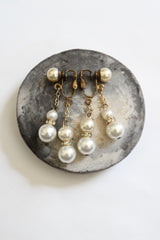 "Pearl Droplets" Vintage 1940's Pearl & Rhinestone Droplet Earrings