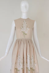 "Wild Flowers" Vintage 1950's Floral Embroidered Day Dress UK 6 US 2