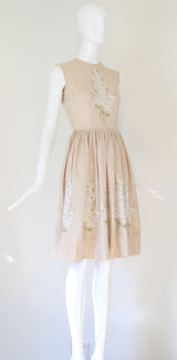 "Wild Flowers" Vintage 1950's Floral Embroidered Day Dress UK 6 US 2
