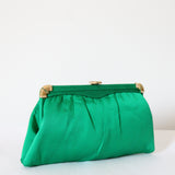 "Jewel Tones" Vintage 1950's Emerald Green Satin Evening Bag