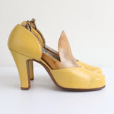 "Daffodil Yellow" Vintage 1940's Yellow Leather Shoes UK 5 EU 38 US 7 (Narrow)