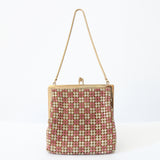 "Pink & Silver Rhinestones" Vintage 1950's Rhinestone Embellished Handbag