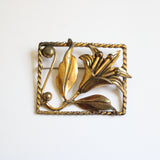 "Brass Lily" Vintage 1930's Statement Brass Lily Brooch