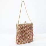 "Pink & Silver Rhinestones" Vintage 1950's Rhinestone Embellished Handbag