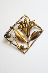 "Brass Lily" Vintage 1930's Statement Brass Lily Brooch