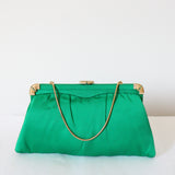 "Jewel Tones" Vintage 1950's Emerald Green Satin Evening Bag