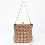 "Pink & Silver Rhinestones" Vintage 1950's Rhinestone Embellished Handbag