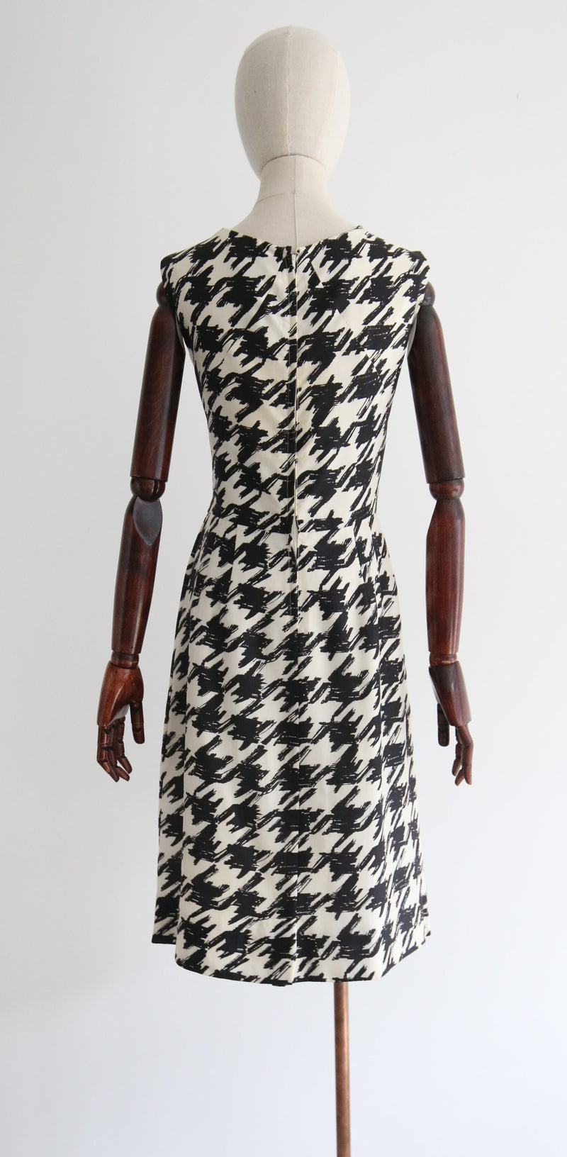 "Silk Houndstooth" Vintage 1950's Silk Houndstooth Dress UK 14 US 10