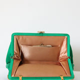 "Jewel Tones" Vintage 1950's Emerald Green Satin Evening Bag
