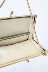 "Pink & Silver Rhinestones" Vintage 1950's Rhinestone Embellished Handbag