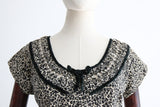 "Monochrome Bouquet" Vintage 1950's Monochrome Floral Print Dress UK 10 US 6