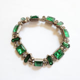 "Emeralds" Vintage 1930's Emerald Green & Silver Rhinestone Bracelet