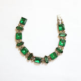 "Emeralds" Vintage 1930's Emerald Green & Silver Rhinestone Bracelet