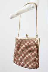"Pink & Silver Rhinestones" Vintage 1950's Rhinestone Embellished Handbag