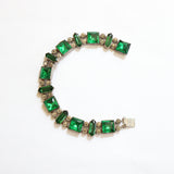 "Emeralds" Vintage 1930's Emerald Green & Silver Rhinestone Bracelet