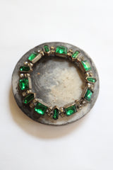 "Emeralds" Vintage 1930's Emerald Green & Silver Rhinestone Bracelet