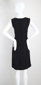 "Lattice Neckline" Vintage 1960's Black Lattice Neckline Dress Petite UK 8 US 4