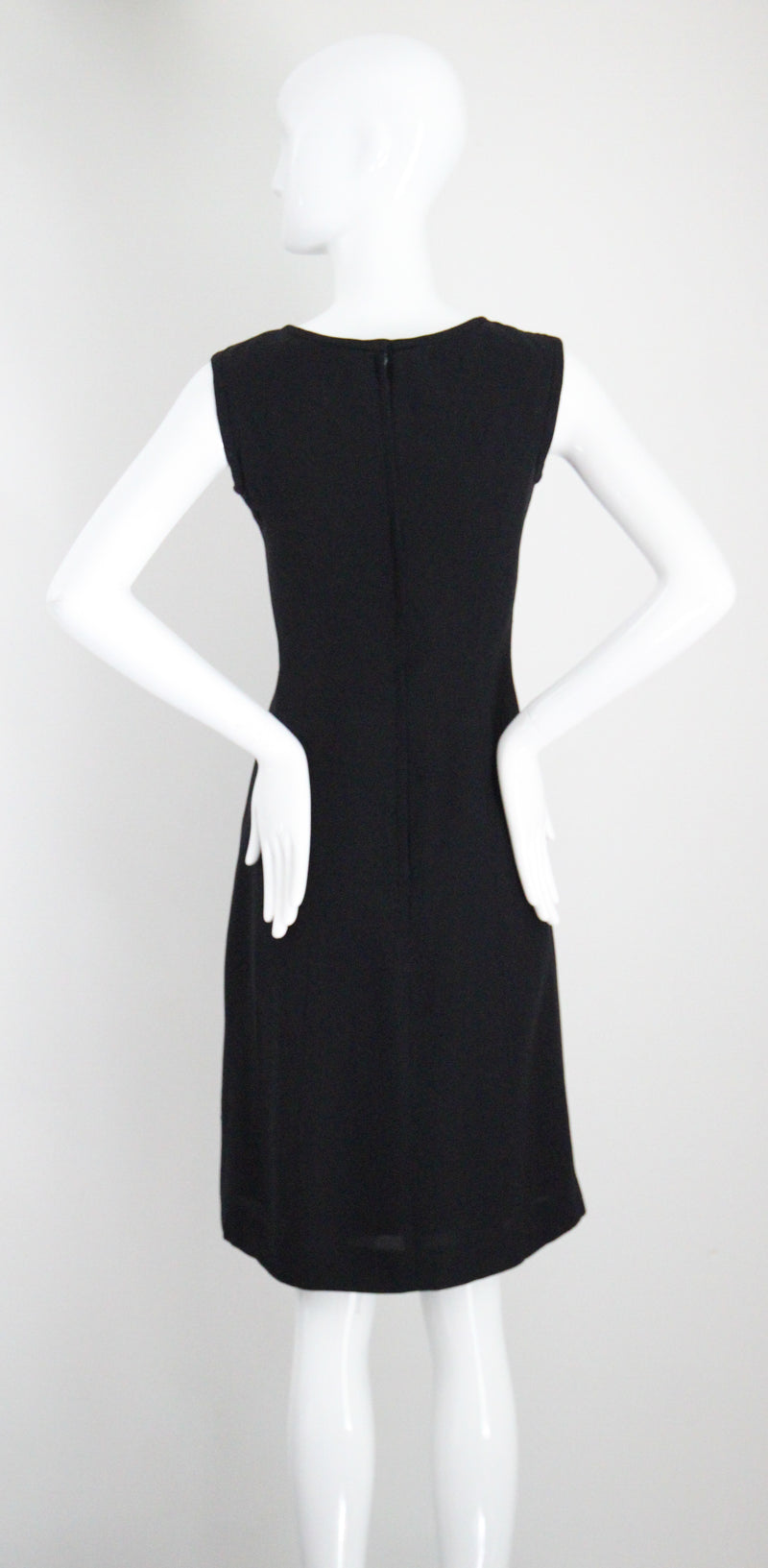 "Lattice Neckline" Vintage 1960's Black Lattice Neckline Dress Petite UK 8 US 4