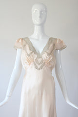 "Taupe Lace & Satin" Vintage 1930's Satin & Lace Bias Cut Gown UK 10-12 US 6-10