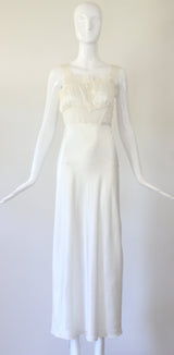 "Drawstring Lace" Vintage 1940's Ivory Silk & Lace Gown UK 6-8 US 2-4