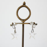 "Glass Stars" Vintage 1950's Sterling Silver & Glass Star Droplet Screw Back Earrings