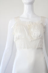 "Drawstring Lace" Vintage 1940's Ivory Silk & Lace Gown UK 6-8 US 2-4