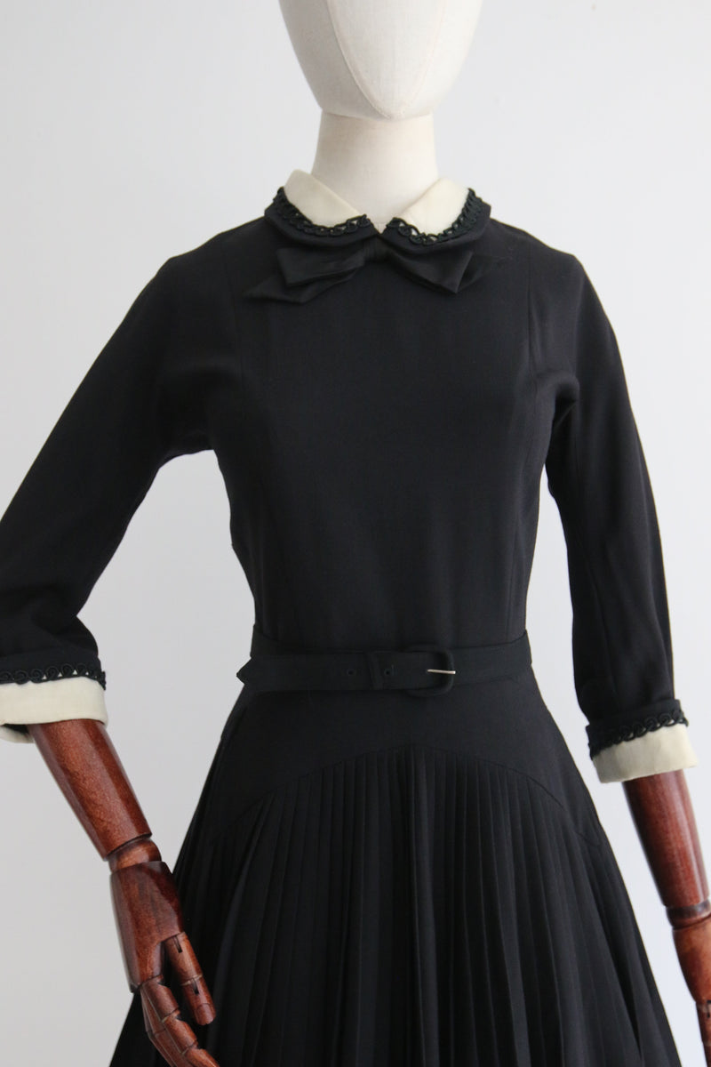 "Tailored & Pleated" Vintage 1950's Lilli Ann Pleated Dress UK 8-10 US 4-6