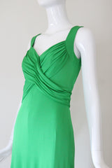 "Vibrant Green" Late 1960's Green Jersey Pleated Dress UK 10 US 6