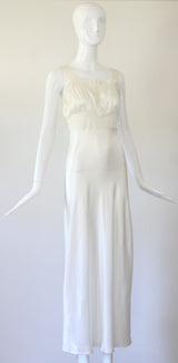 "Drawstring Lace" Vintage 1940's Ivory Silk & Lace Gown UK 6-8 US 2-4