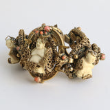 "Trikaya" Vintage 1920's Filigree Brass & Coral Trikaya Buddha Bracelet