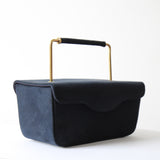 "Scalloped Navy Suede" Vintage 1950's Navy Blue Suede Box Bag