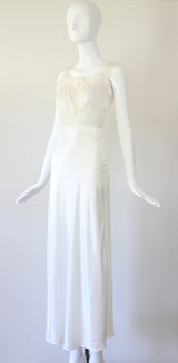 "Drawstring Lace" Vintage 1940's Ivory Silk & Lace Gown UK 6-8 US 2-4