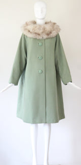 "Sage Wool" Vintage 1950's Sage Green Wool Coat UK 10-14 US 6-10