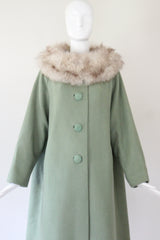 "Sage Wool" Vintage 1950's Sage Green Wool Coat UK 10-14 US 6-10
