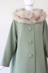 "Sage Wool" Vintage 1950's Sage Green Wool Coat UK 10-14 US 6-10