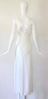 "Drawstring Lace" Vintage 1940's Ivory Silk & Lace Gown UK 6-8 US 2-4