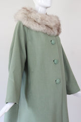 "Sage Wool" Vintage 1950's Sage Green Wool Coat UK 10-14 US 6-10