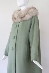 "Sage Wool" Vintage 1950's Sage Green Wool Coat UK 10-14 US 6-10