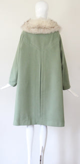 "Sage Wool" Vintage 1950's Sage Green Wool Coat UK 10-14 US 6-10